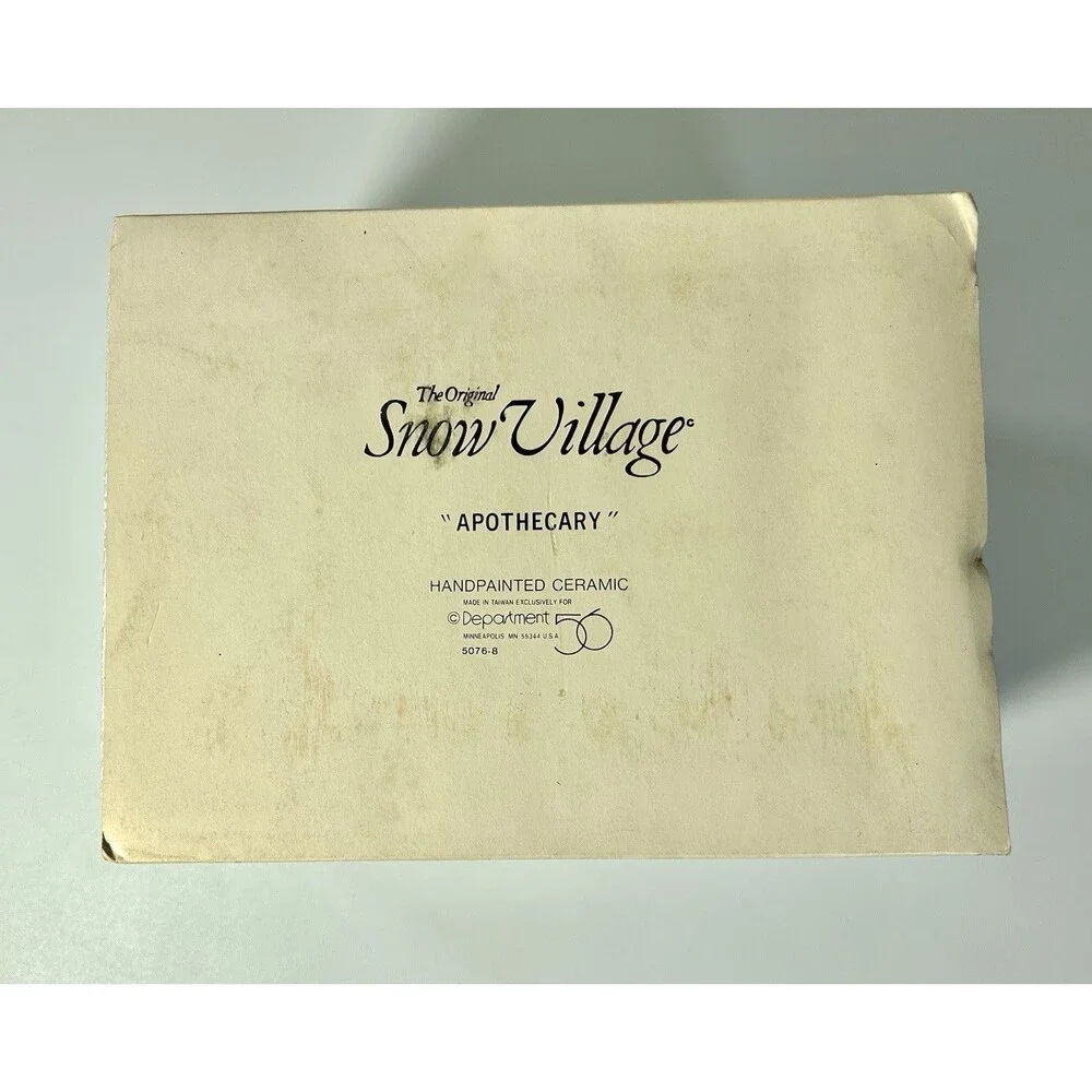 Department 56 Snow Village Apothecary House Hand Painted Ceramic, Boxed 1989